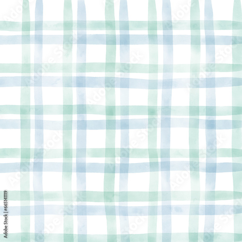 Blue Green Plaid Hand Drawn Background