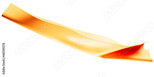 orange silk fabric design element, 3d rendering orange cloth material flying in the wind. Waving satin cloth isolated on transparent PNG background