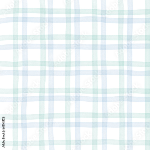 Blue Green Plaid Hand Drawn Background