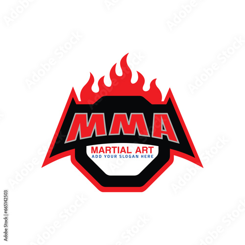 mma martial arts studio logo design vector