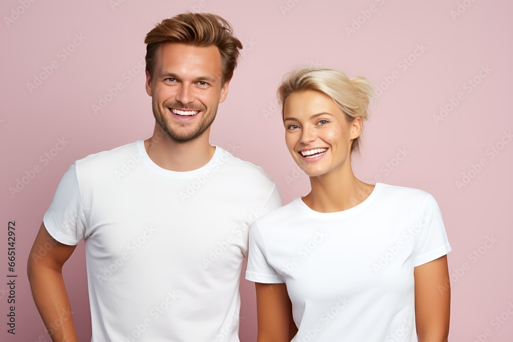Happy Couple Smiling. Isolated. Generative AI. Happy Couple Smiling. Isolated. Generative AI.