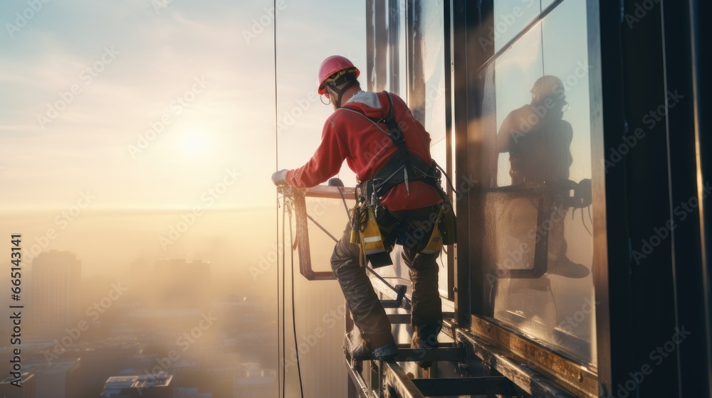 custom made wallpaper toronto digitalconstruction worker climber on a high-rise building