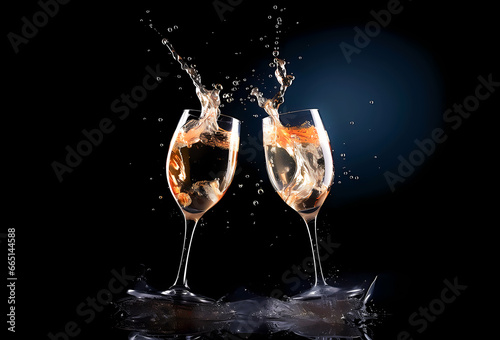 Celebration toast with champagne drink cups New Year's cards background - Luxury christmas celebration card