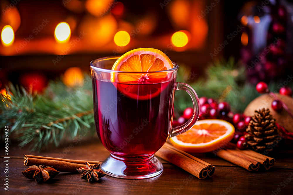 glass cup of tea with lemon and cinnamon christmas background glass cup of tea with lemon and cinnamon christmas background