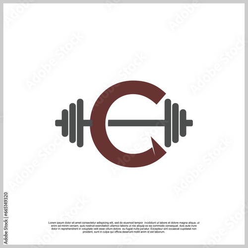 Letter gym with barbel logo design template unique concept Premium Vector