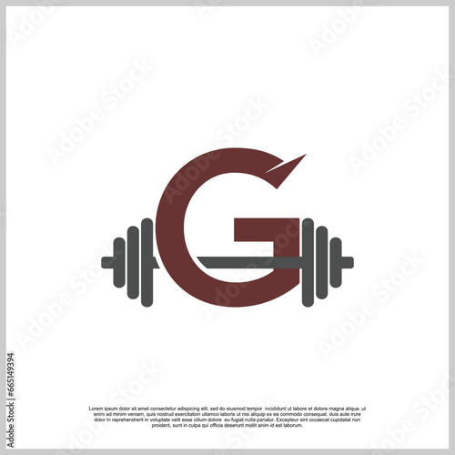 Letter gym with barbel logo design template unique concept Premium Vector