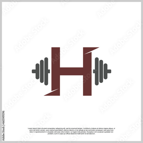 Letter gym with barbel logo design template unique concept Premium Vector