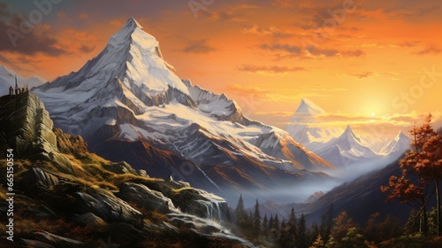 A mountain peak kissed by the first light of dawn, a place where the world feels both small and infinite.