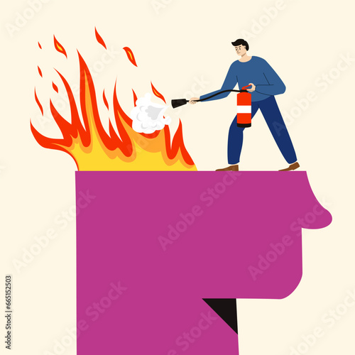 Emotional burnout syndrom concept vector illustration, overworked, depression, frustration, exhausted, despair 10 eps