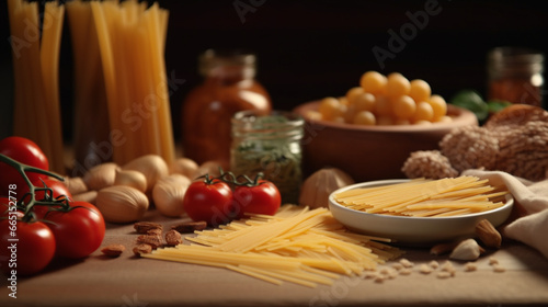 Pâtes crues italiennes. Plat, nourriture, cuisine. Pour conception et création graphique. 