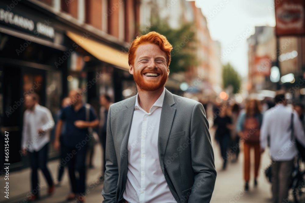 Portrait of a young redhead businessman in the city Portrait of a young redhead businessman in the city