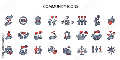 Community icon set.vector.Editable stroke.linear style sign for use web design,logo.Symbol illustration. photo