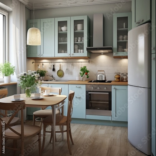 Small kitchen decorated in clasic style photo