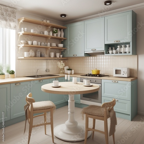 Small kitchen decorated in clasic style photo