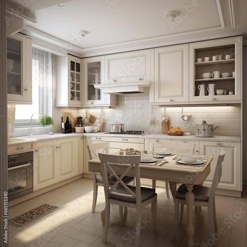 Small kitchen decorated in clasic style photo