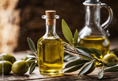 AI generated illustration of bottles of olive oil