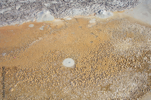 cones of mud volcanoes from which rivers of mud flow