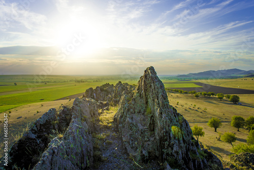 Obraz na płótnie mountain stones at sunset in Hercynian mountains w salonie