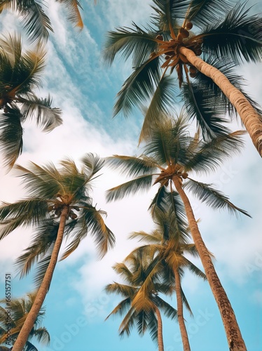 Group of palm trees under a cloudy sky