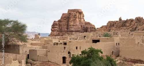 The old ruins of houses in Al-Ula, Saudi Arabia. They are preserved as the city attracts a lot of tourism and it has become a highlight.