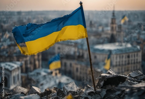 ukrainian flag on top of building during dusk time, ukraine