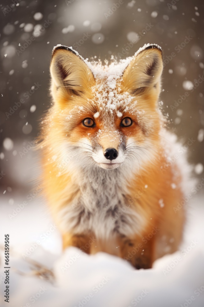 A beautiful fox in the snow. A beautiful fox in the snow.