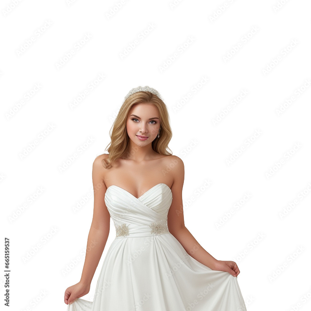 portrait of a woman in white dress. white and transparent background portrait of a woman in white dress. white and transparent background