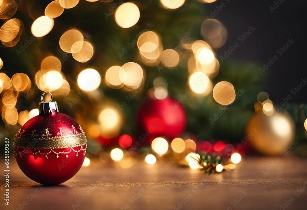 AI generated illustration of a festive Christmas scene with a decorated tree surrounded by presents