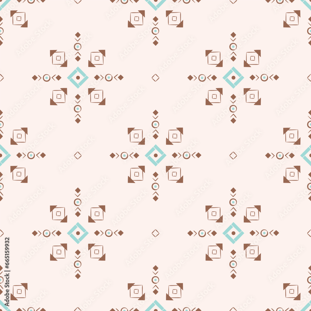 Aztec ethnic seamless pattern with cute ornament. Simple native American tribal illustration