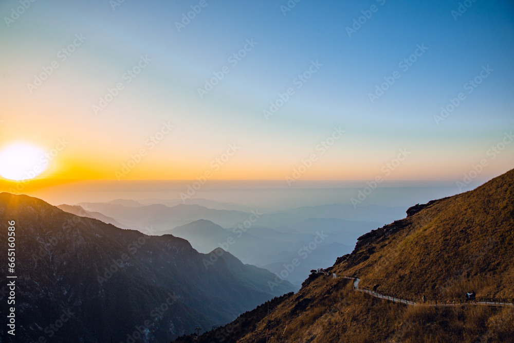 Wugong Mountain, Pingxiang City, Jiangxi Province - sea of clouds and mountain scenery at sunset Wugong Mountain, Pingxiang City, Jiangxi Province - sea of clouds and mountain scenery at sunset