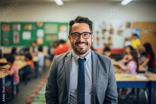 Wallpaper Mural Portrait of a middle aged teacher in a classroom Torontodigital.ca
