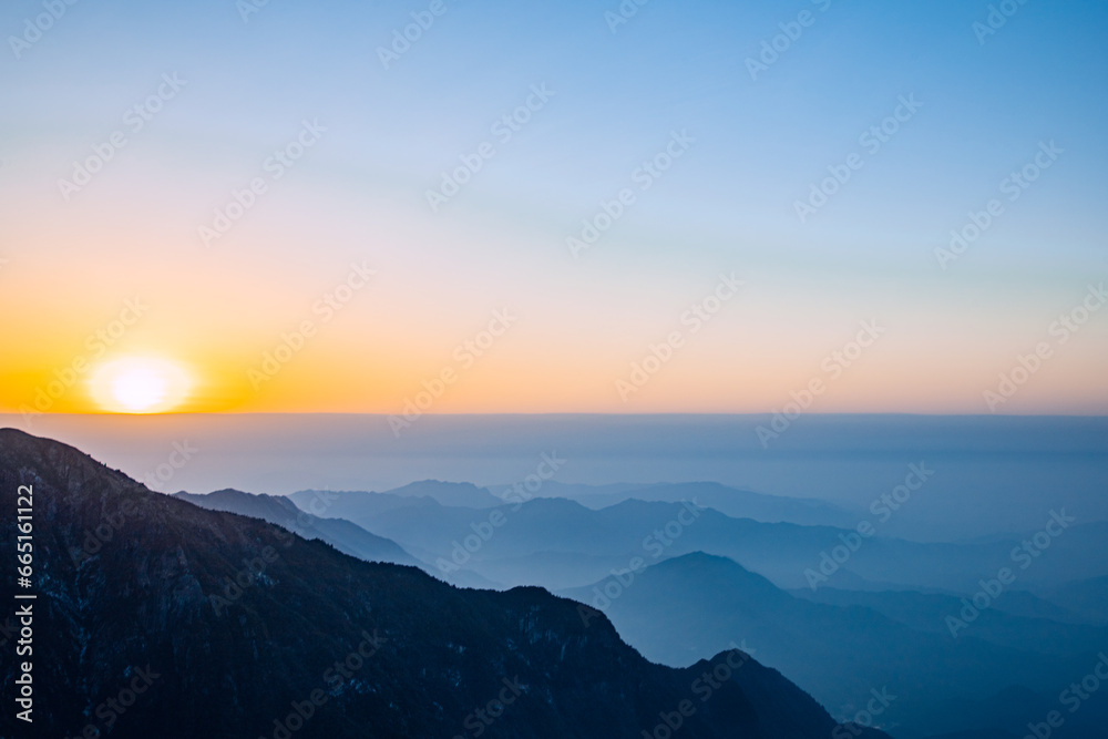 Wugong Mountain, Pingxiang City, Jiangxi Province - sea of clouds and mountain scenery at sunset