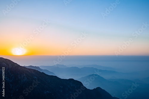 Wugong Mountain, Pingxiang City, Jiangxi Province - sea of clouds and mountain scenery at sunset