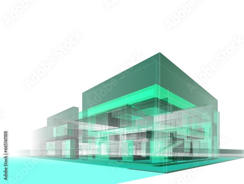 House architecture digital drawing 3d illustration