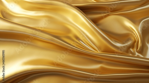 Close Up Photo of A Smooth Elegant Flowing Gold Metallic Foil Texture 