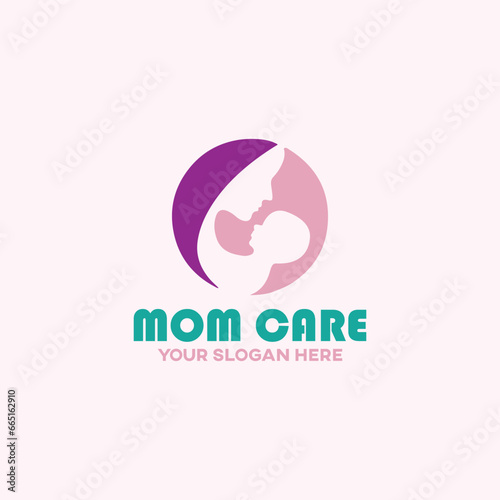 mom baby care logo design vector