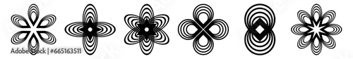 set of abstract flowers from geometric shapes