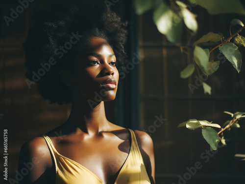 Portrait of natural beautiful young black woman