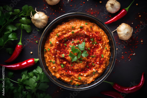 Spicy Asian Dip Harissa with Roasted Red Pepper and Garlic