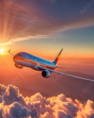 Generic Airliner At Sunset/Sunrise