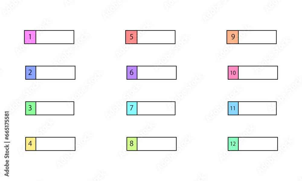 シンプルな数字付きふせんセット