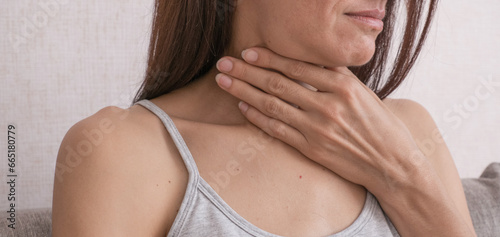 Cervical lymphadenitis of the right side in a woman. photo