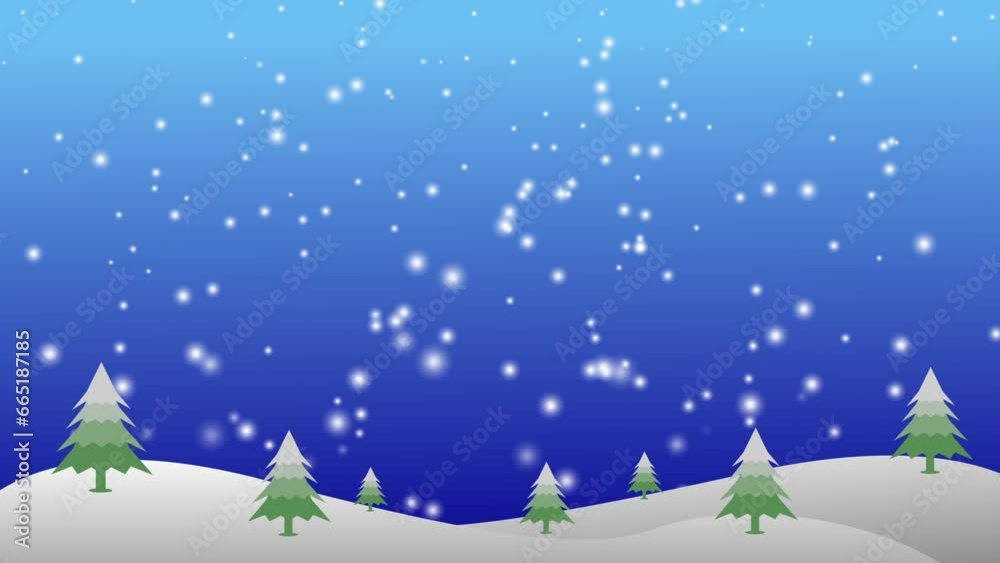 falling snowflakes on the forest. animation of winter background with trees. christmas background falling snowflakes on the forest. animation of winter background with trees. christmas background