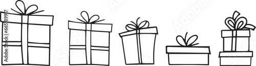 Christmas gift set. silhouette of boxes in black.