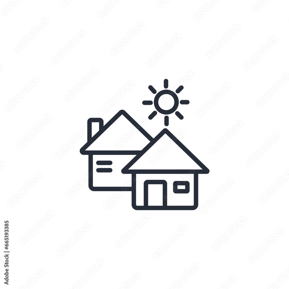 village icon. vector.Editable stroke.linear style sign for use web design,logo.Symbol illustration.  