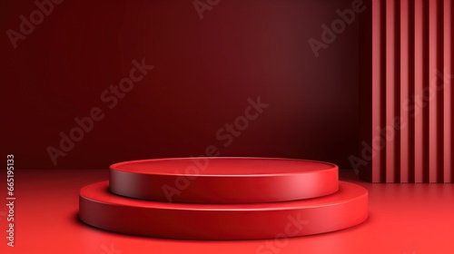 Empty red Podium Display, isolated Background. AI generated