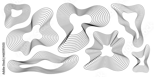 Set of abstract wavy shapes. Blend. Creative vector illustration in retro style.