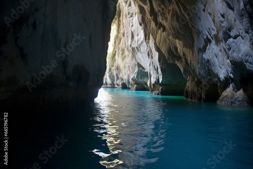 renowned blue cave in Capri. Generative AI photo