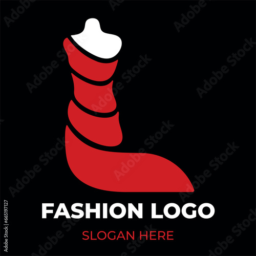 L letter fashion logo for company, red dress logo design, fashion vector file, logo vector file for business, fashion illustration logo