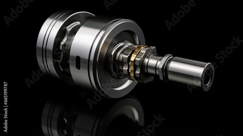 Close up crankshaft piston engine part of car or motorcycle. AI generated image